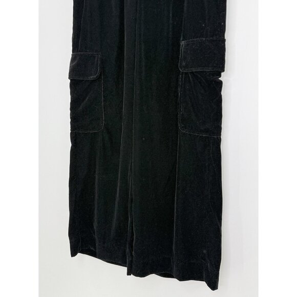 NWT Universal Thread High Rise Wide Leg Black Velvet Cargo‎ Pants Sz M Boho - Picture 3 of 12